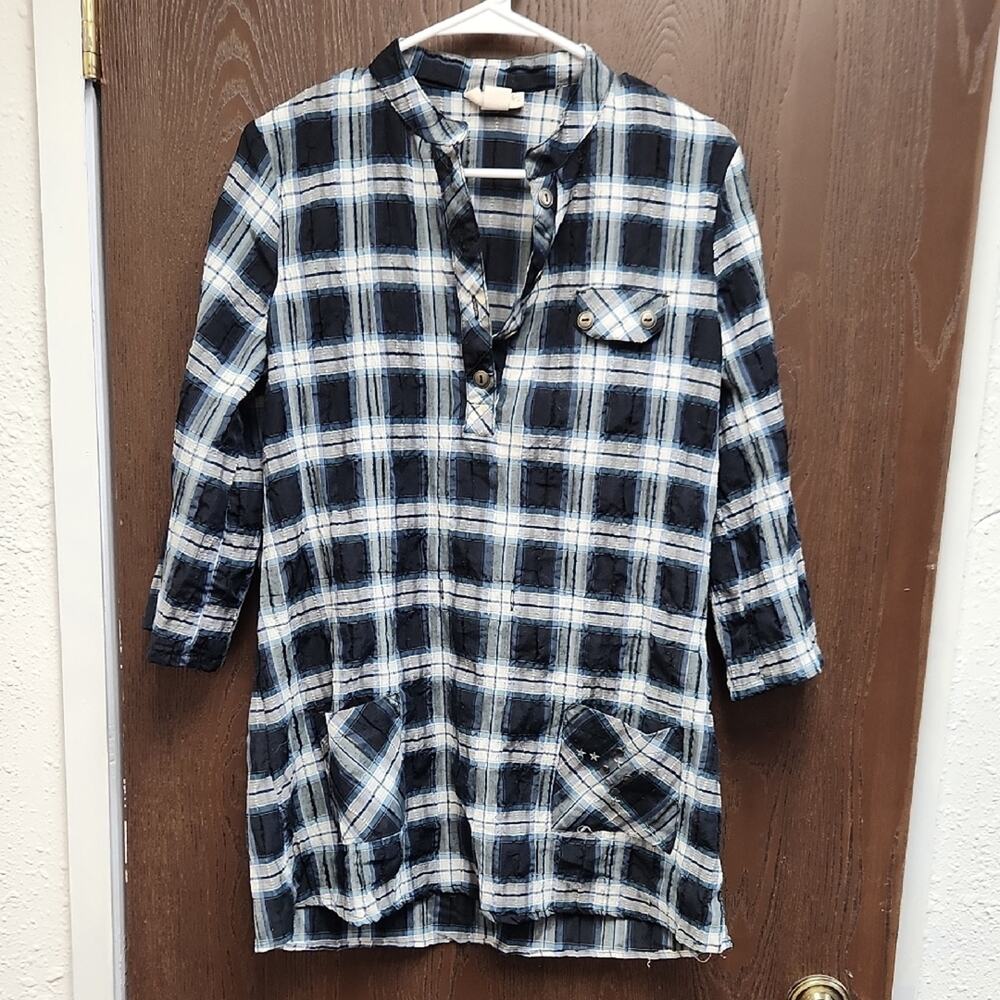 Plaid Button-Up Women's Blouse